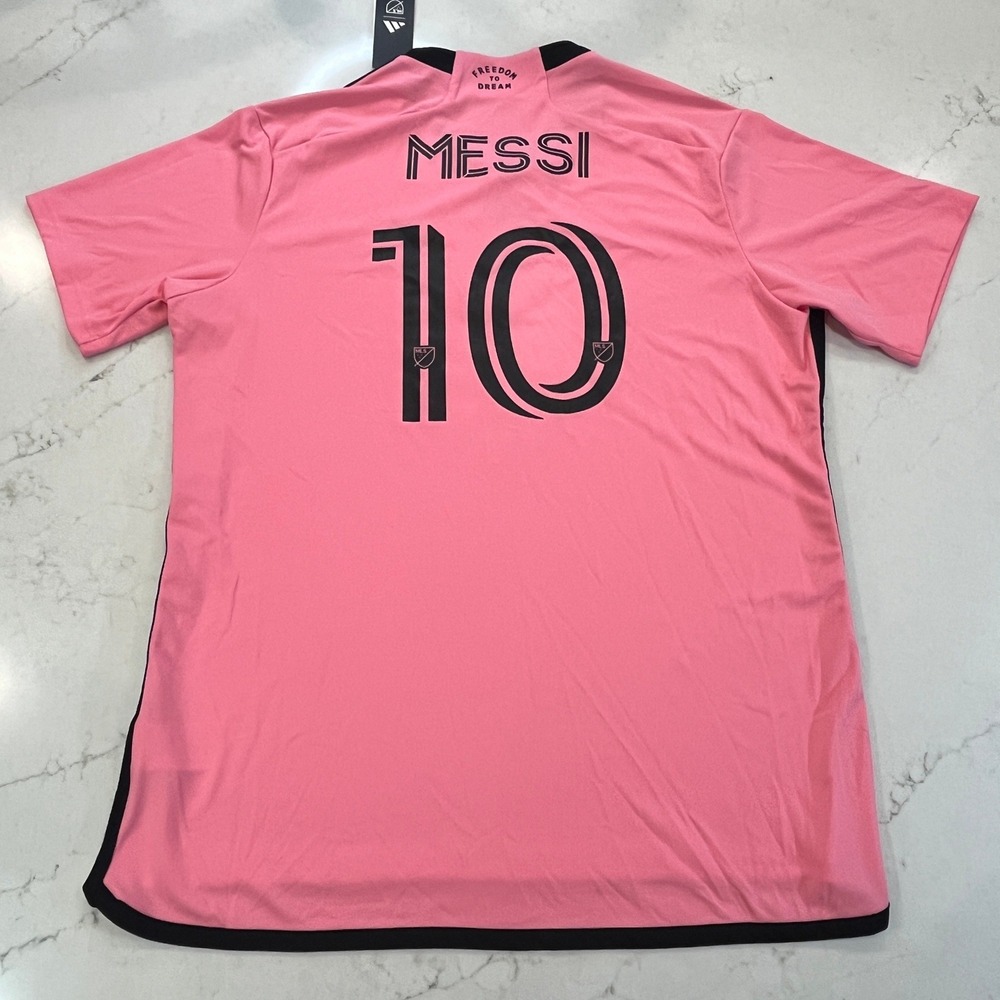 Adidas NEW Inter Miami CF Home Jersey Messi #10 Mens XL Pink Polyester Slim Fit - Picture 2 of 13